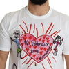 Dolce & Gabbana White Saint Valentine Hearts Print Men  T-shirt