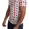 Dolce & Gabbana White Hearts Print  Cotton Men Top T-shirt