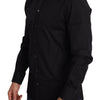Dolce &amp; Gabbana – Schwarzes, formelles GOLD-Hemd aus Baumwollstretch