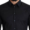 Dolce & Gabbana Blue Cotton Formal GOLD Dress Shirt