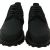 Dolce &amp; Gabbana – Schwarze, gummierte Derby-Vulcano-Schuhe aus Kalbsleder