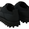 Dolce &amp; Gabbana – Schwarze, gummierte Derby-Vulcano-Schuhe aus Kalbsleder