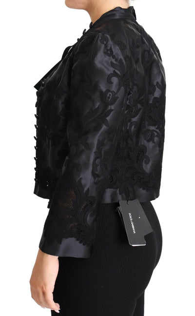 Dolce & Gabbana Black Lace Sheer Corset Organza Silk Jacket