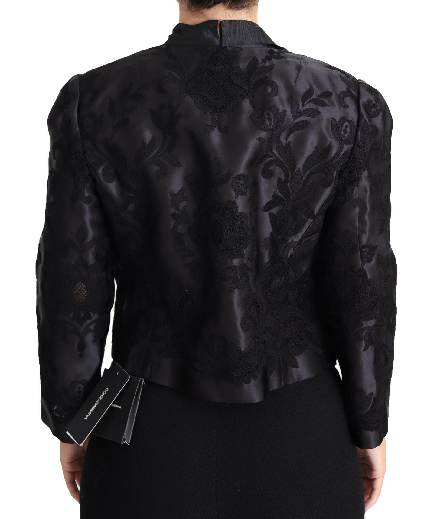 Dolce & Gabbana Black Lace Sheer Corset Organza Silk Jacket