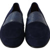 Dolce & Gabbana Blue Suede Caiman Loafers Slippers Shoes