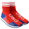 Dolce &amp; Gabbana Blau Rot Sorrento Logo Sneakers Socken Schuhe