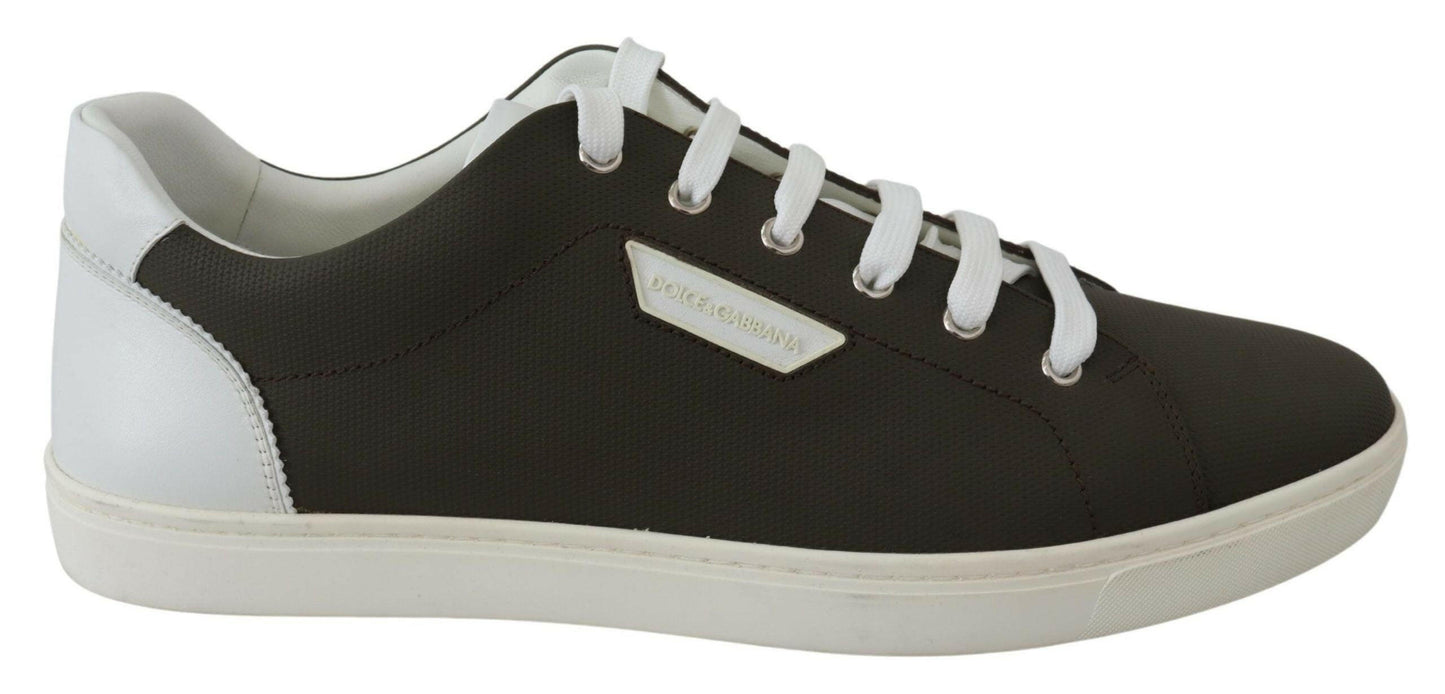 Dolce &amp; Gabbana Weiß Grün Leder Low Top Sneakers Schuhe