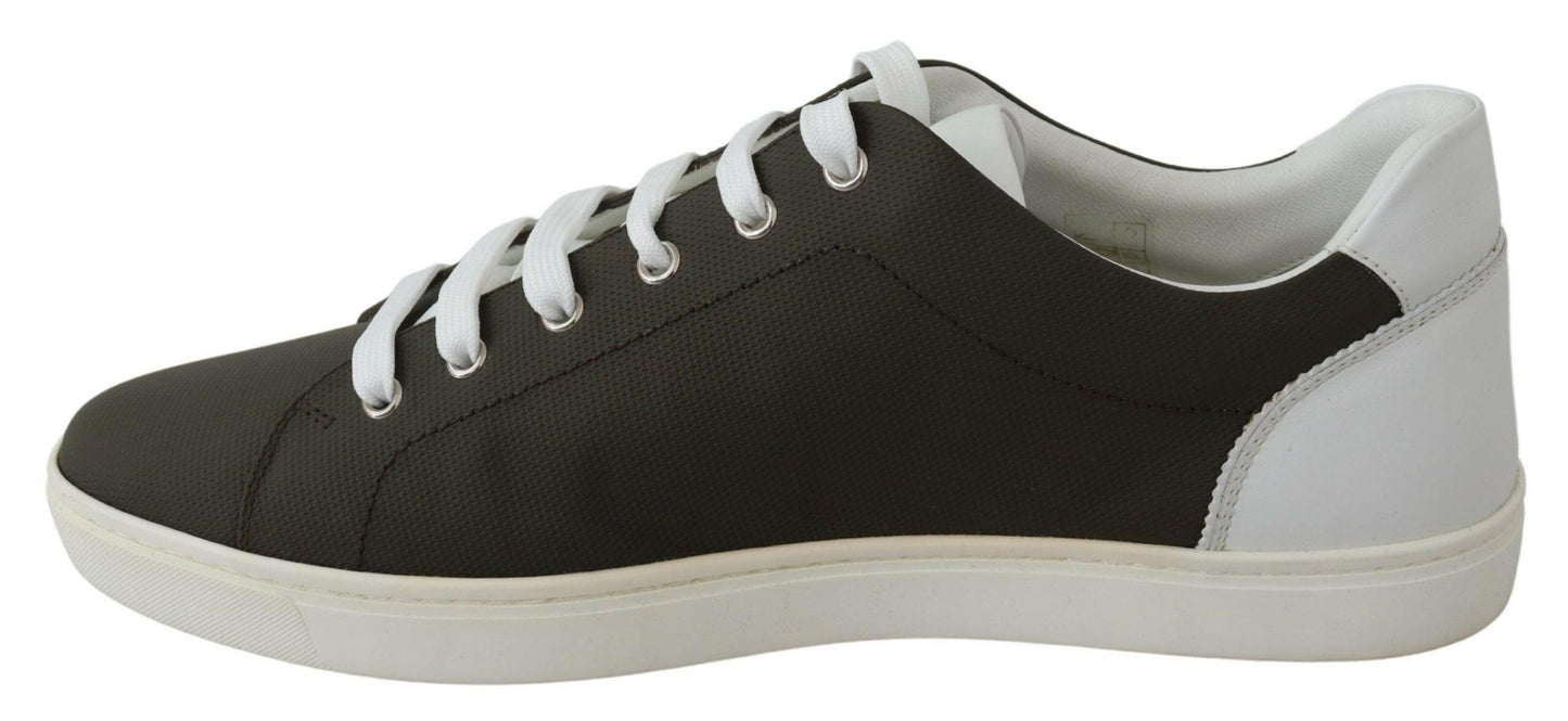 Dolce &amp; Gabbana Weiß Grün Leder Low Top Sneakers Schuhe