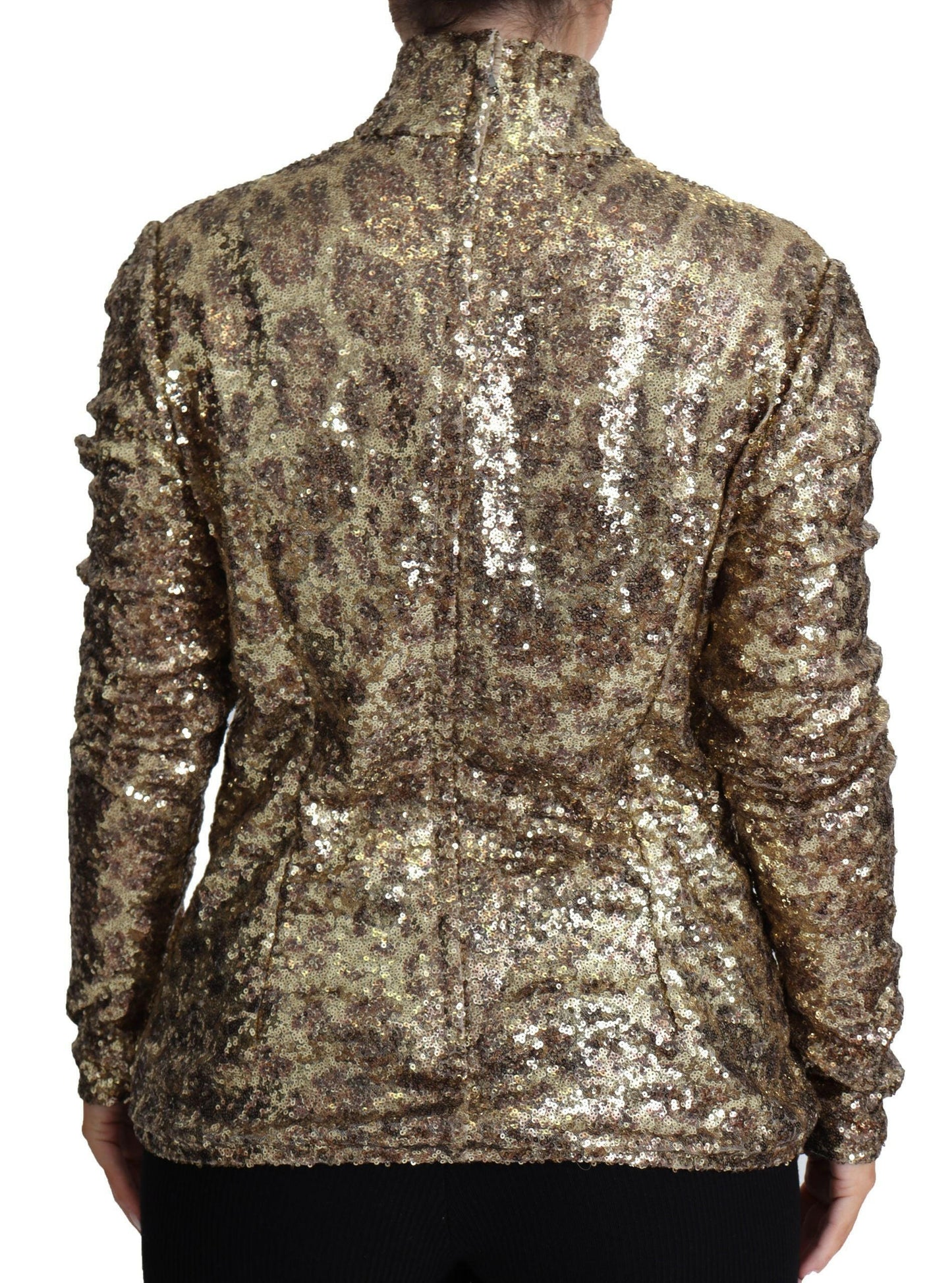 Pull à col roulé zippé à paillettes Dolce &amp; Gabbana en marron
