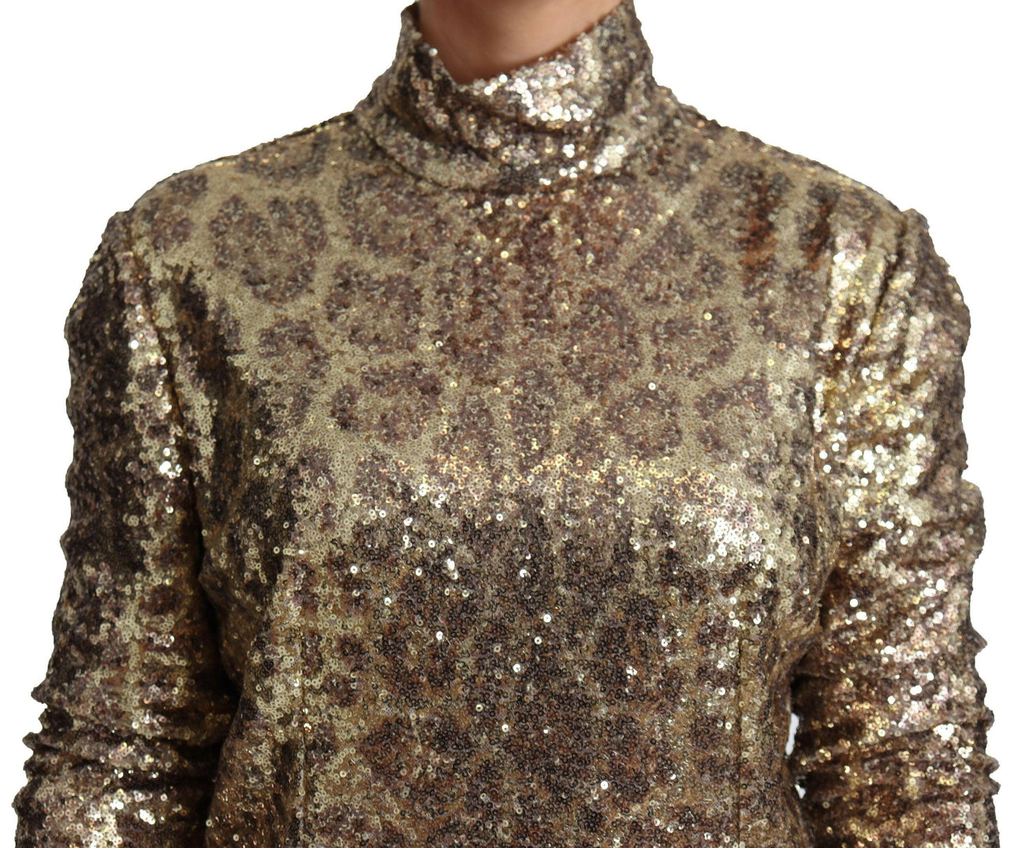 Pull à col roulé zippé à paillettes Dolce &amp; Gabbana en marron