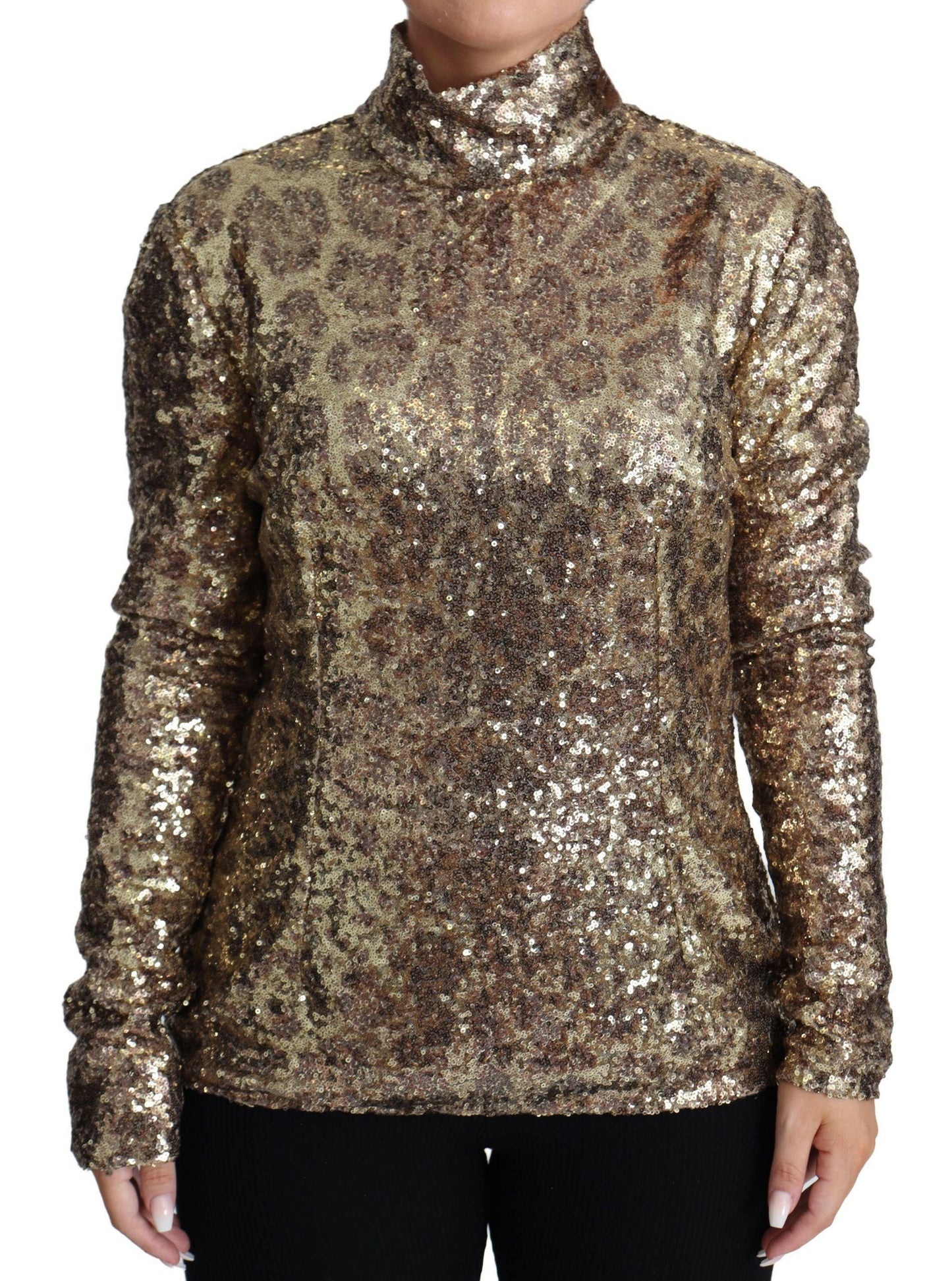 Pull à col roulé zippé à paillettes Dolce &amp; Gabbana en marron