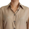 Dolce & Gabbana Beige Silk Shirt Decorative Buttons Top