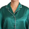 Dolce & Gabbana Green Pyjama Blouse Silk Lounge Sleepwear Top
