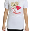Dolce &amp; Gabbana – Weißes T-Shirt-Oberteil „San Valentino“ mit Herzkristallen