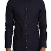 Dolce & Gabbana Navy Blue Cotton Formal Dress Shirt