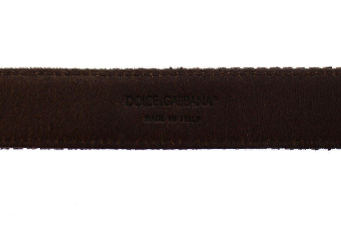 Dolce & Gabbana Brown Leather Logo Cintura Gürtel Belt