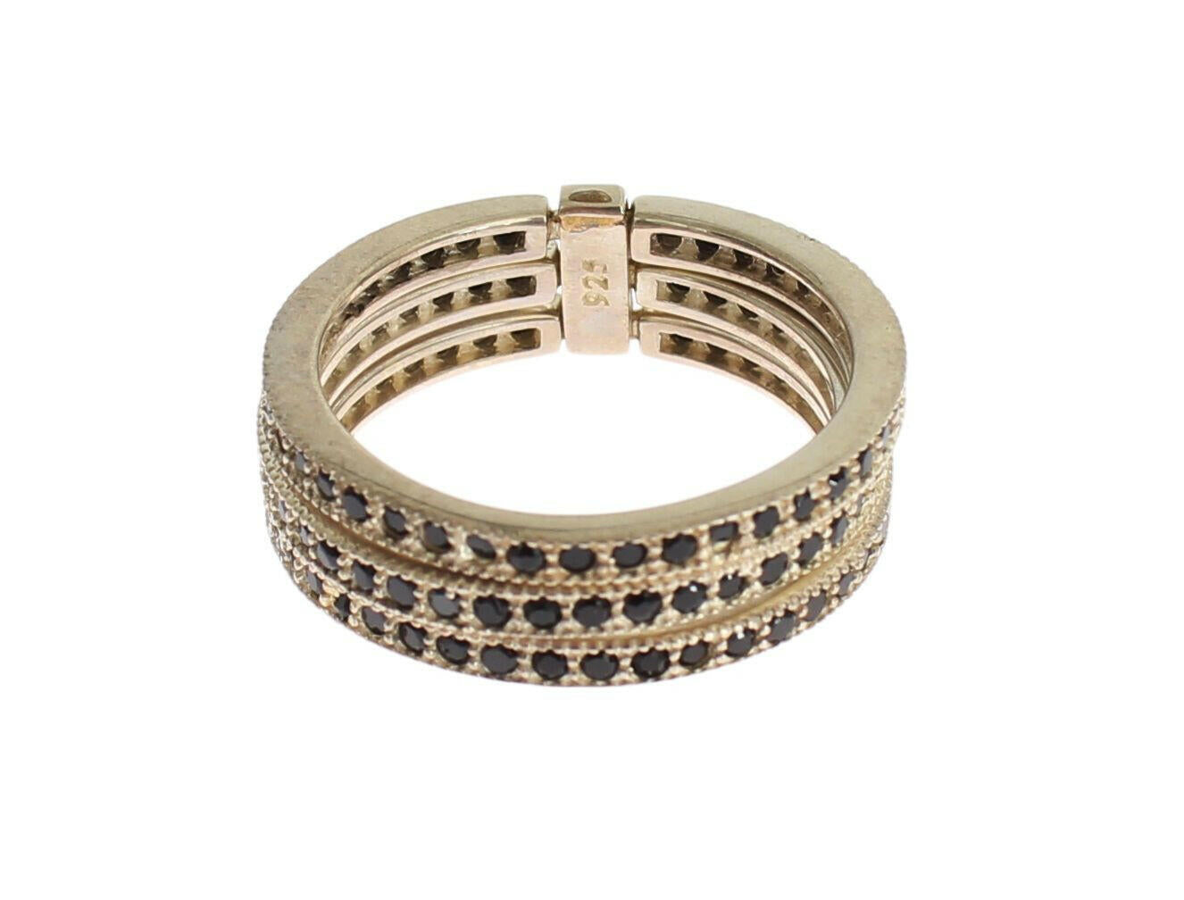 Bague Nialaya Chic en argent et cristal CZ noir