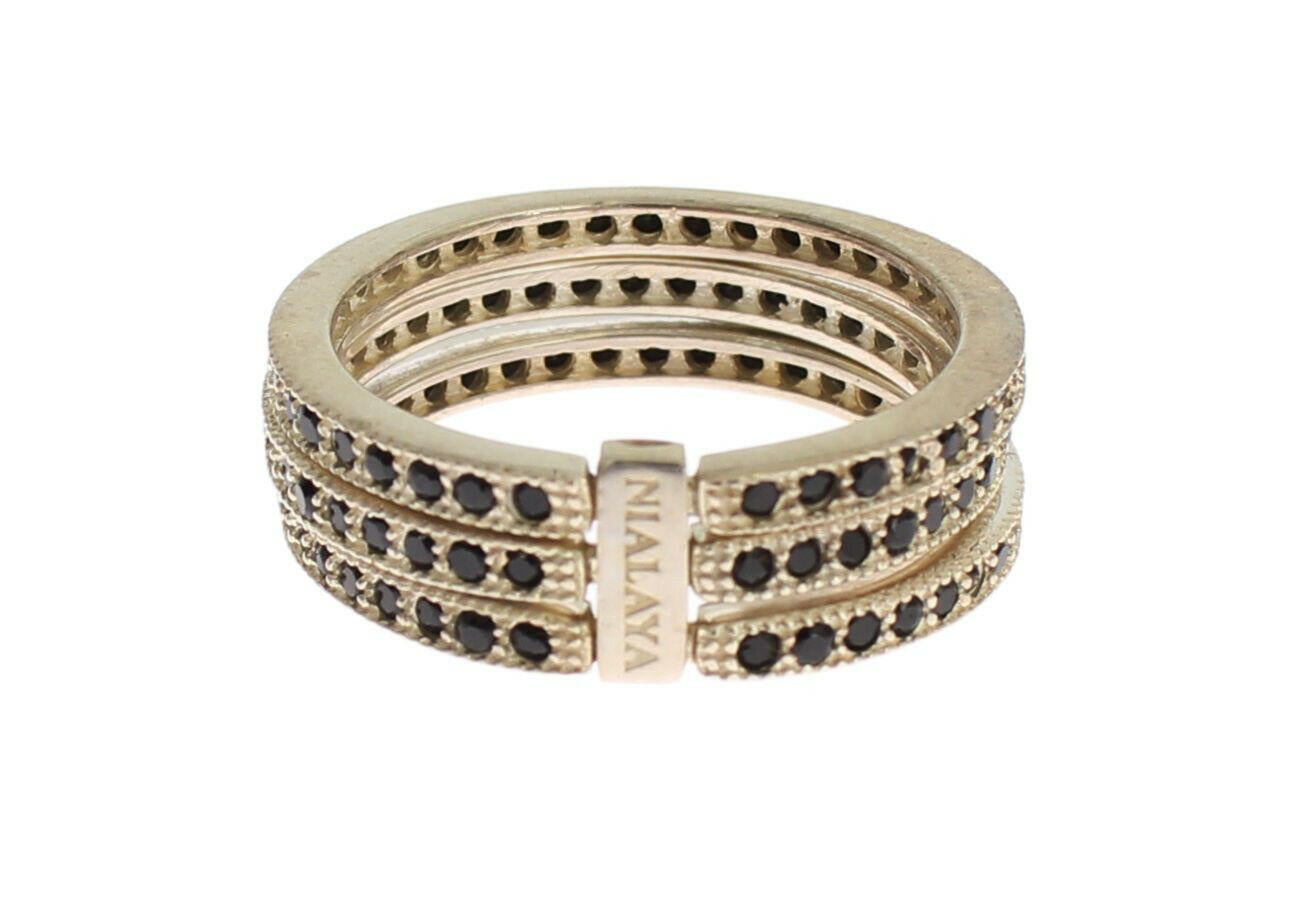 Bague Nialaya Chic en argent et cristal CZ noir