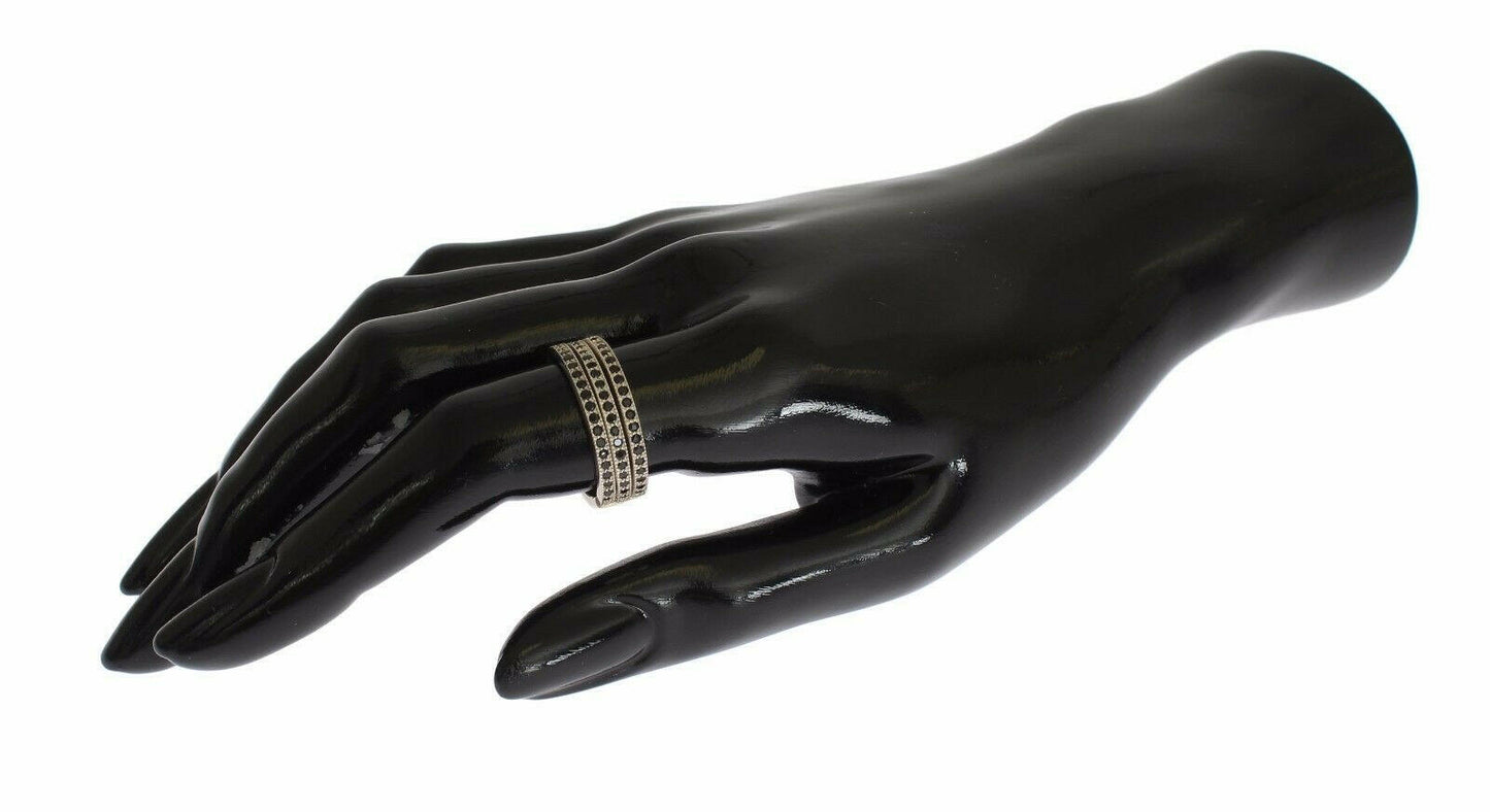 Bague Nialaya Chic en argent et cristal CZ noir