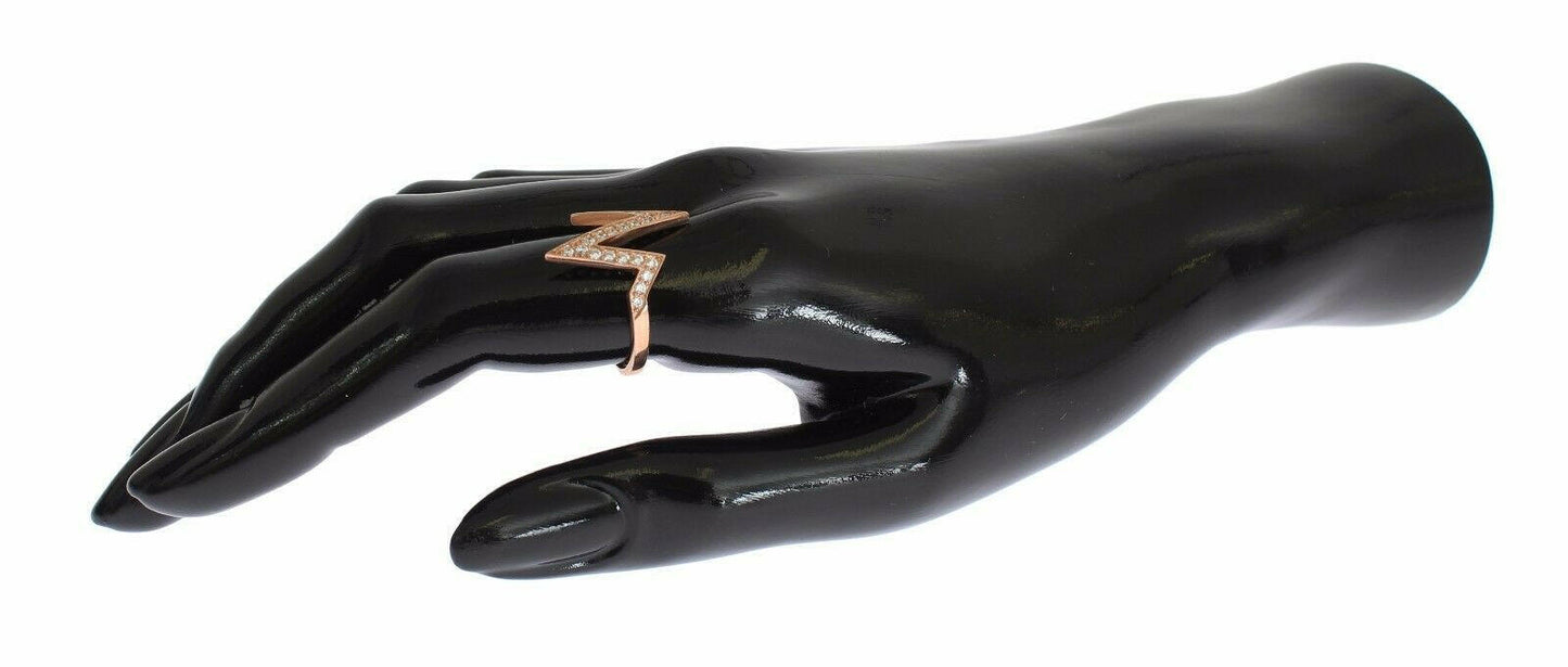 Bague élégante en argent incrustée de cristaux roses Nialaya