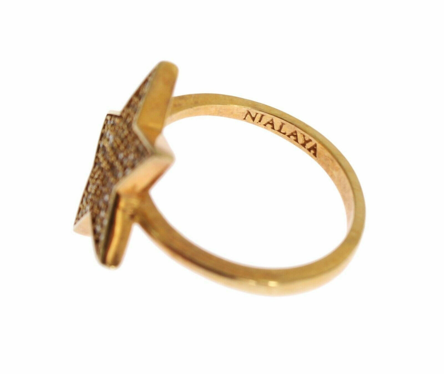 Nialaya Star Gold 925 Silber Damen Klarer Ring