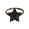 Nialaya Black CZ Star 925 Silver Womens Ring