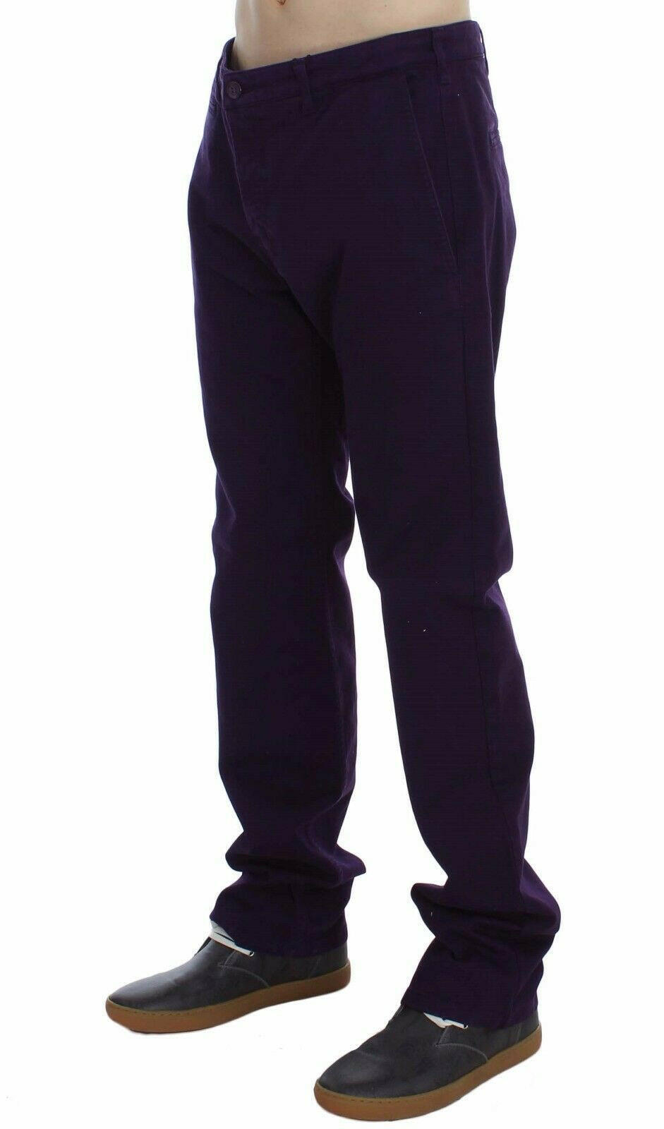 GF Ferre Purple Cotton Stretch Purple Fit  Pants