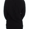 Exte Black Cotton Motive Print Crewneck Pullover Sweater