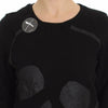 Exte Black Cotton Motive Print Crewneck Pullover Sweater