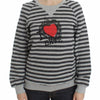 Exte Gray Striped Cotton Crewneck Sweater