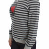 Exte Gray Striped Cotton Crewneck Sweater