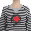 Exte Gray Striped Cotton Crewneck Sweater