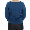 Exte Blue Cotton Top Pullover Tiefer V-Ausschnitt Damenpullover