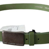 Costume National Green Leather Silver Buckle Waist Men Belt