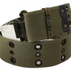 Ermanno Scervino Green 100% Cotton Rustic Bronze Buckle Belt