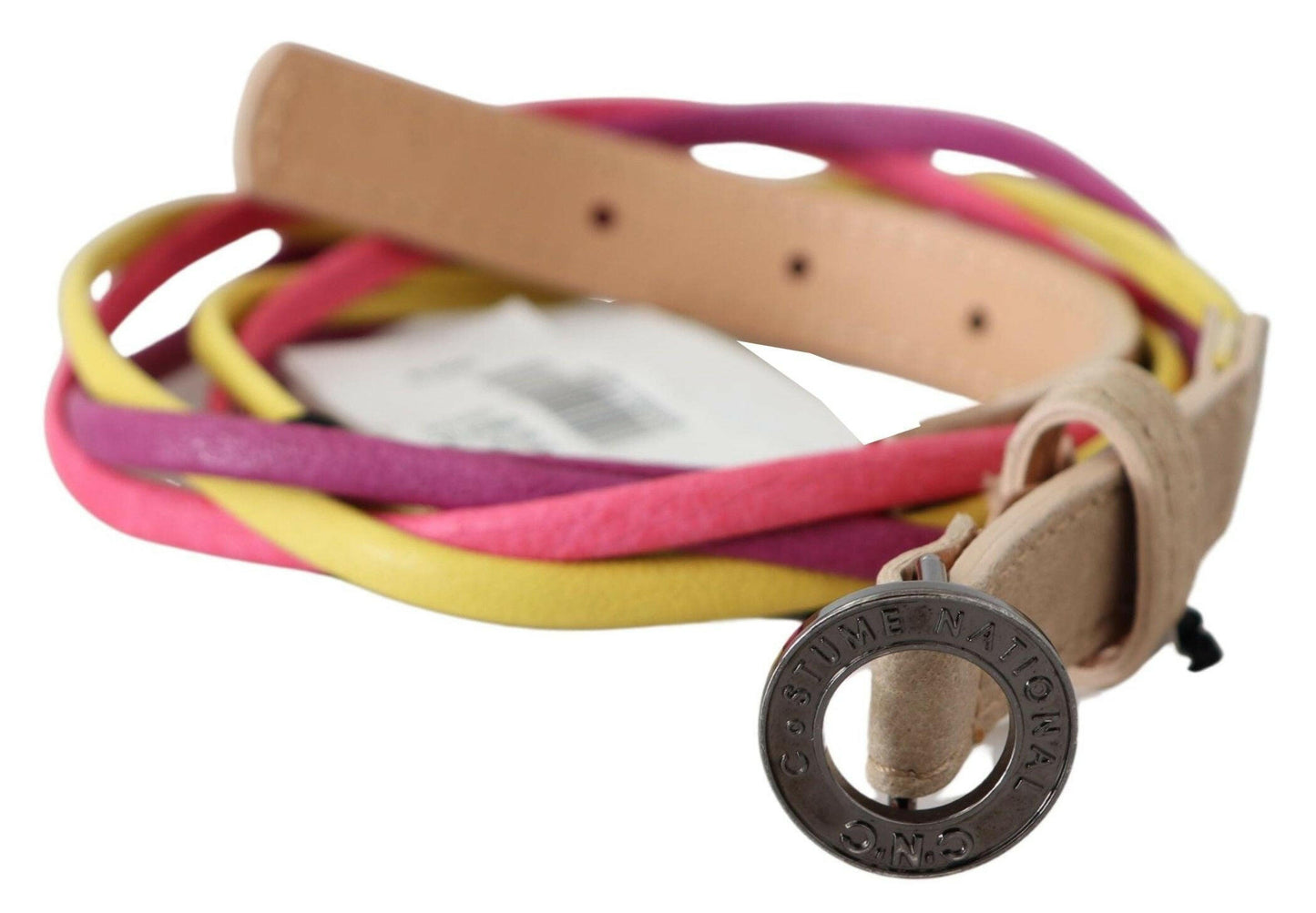 Costume National Multicolor Twisted Leather Circle Buckle Belt