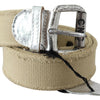 Costume National Beige Cotton Rustic Logo Buckle Belt