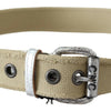 Costume National Beige Cotton Rustic Logo Buckle Belt