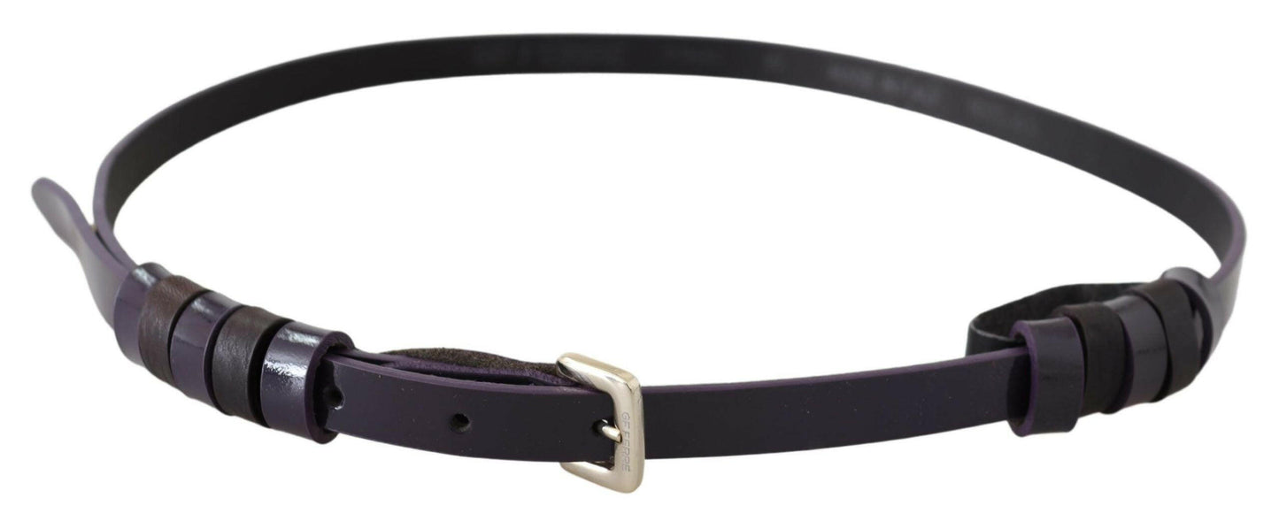 GF Ferre Black Leather Thin Gold Metal Chrome Buckle Belt