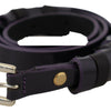 GF Ferre Black Leather Thin Gold Metal Chrome Buckle Belt