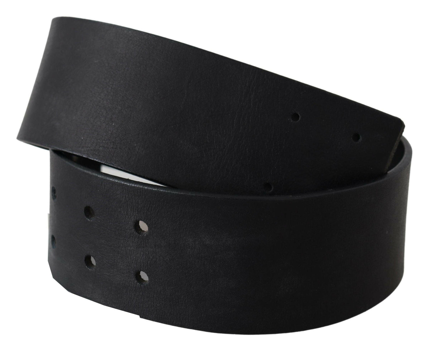 GF Ferre Black Genuine Leather Wide Logo Waist Belt