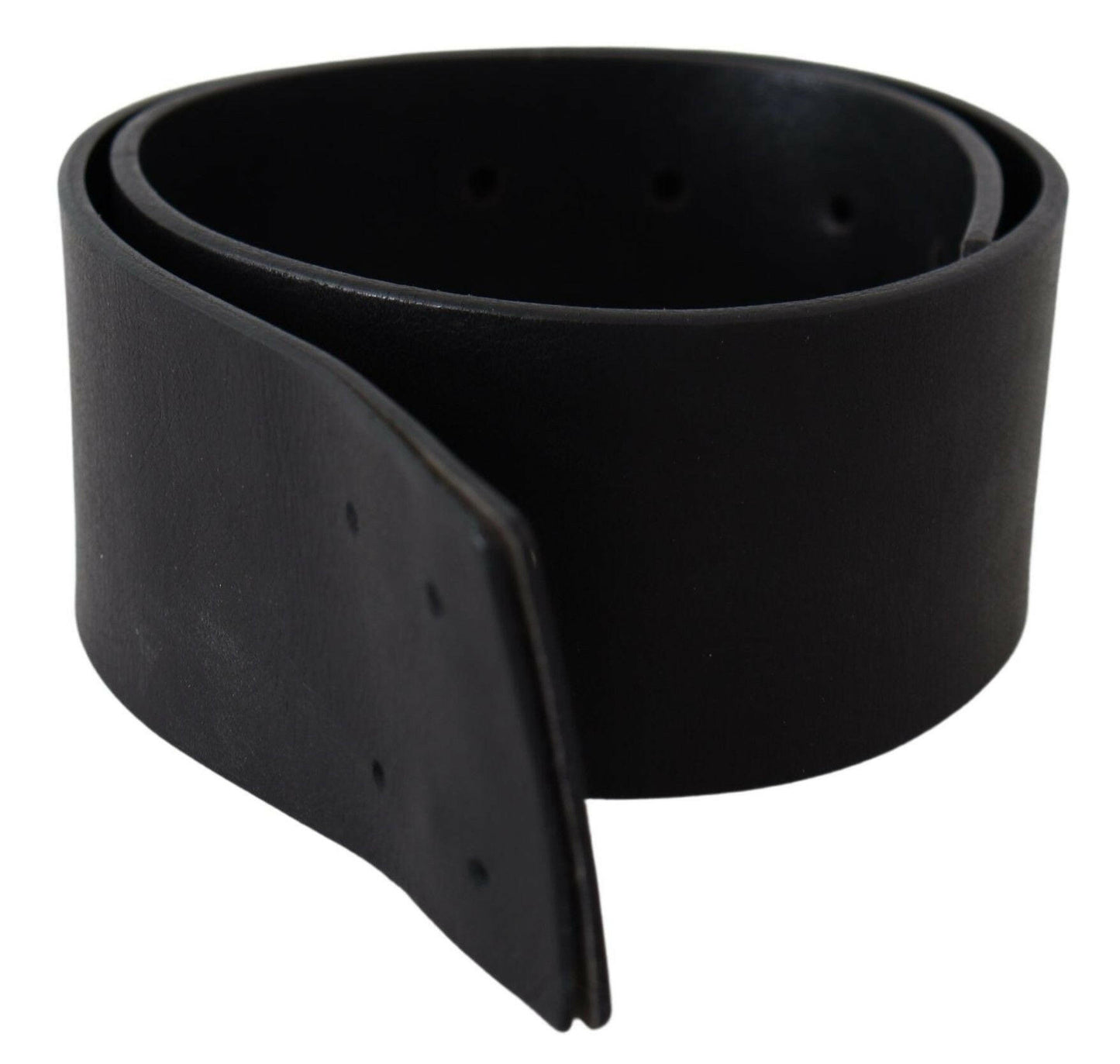 GF Ferre Black Genuine Leather Wide Logo Waist Belt