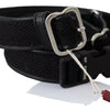 GF Ferre Black Leather Silver Chrome Metal Buckle Belt