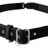 GF Ferre Black Leather Silver Chrome Metal Buckle Belt
