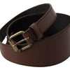 PLEIN SUD Brown Leather Gold Metal Buckle Belt