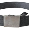 Exte Black Silver Metal Brushed Buckle Waist Belt