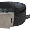 Exte Black Silver Metal Brushed Buckle Waist Belt