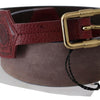 GF Ferre Brown Leather Wide Gold Chrome Logo Buckle Belt