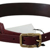 GF Ferre Brown Leather Wide Gold Chrome Logo Buckle Belt