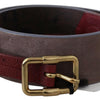 GF Ferre Brown Leather Wide Gold Chrome Logo Buckle Belt